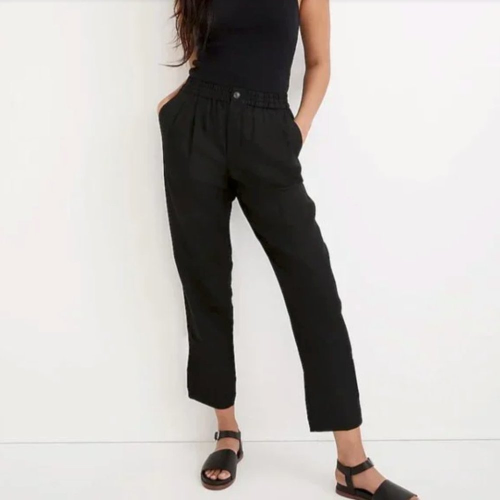 Madewell Linen-Blend Track Trousers/ Black / SMALL